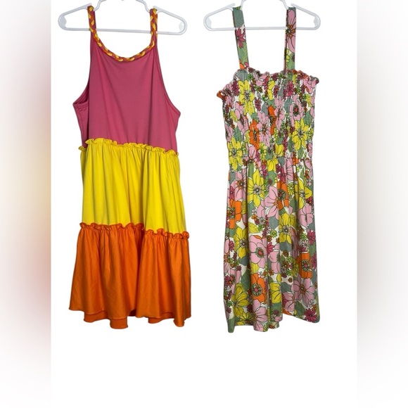 Zunie girl set of 2 sleeveless dresses size large 10/12 colorful spring summer - Picture 2 of 7